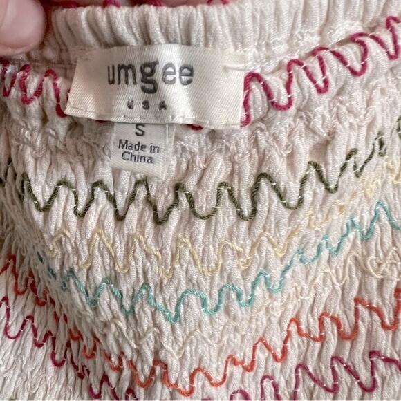 Umgee Boho Festival Lined Ivory Mini Dress- Size S - Picture 6 of 8